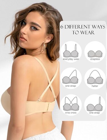 Wonmen’s Minimizer Strapless Bra with Clear Strap Convertible Underwire Seamless Bandeau Bras for Large Bust in Saudi Arabia