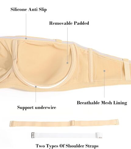 Wonmen’s Minimizer Strapless Bra with Clear Strap Convertible Underwire Seamless Bandeau Bras for Large Bust in Saudi Arabia
