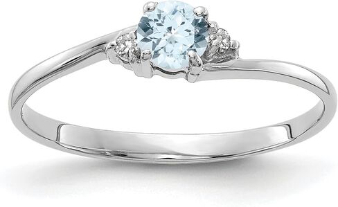 10k White Gold Aquamarine and Diamond Ring Size 6 (0.008 cttw, I1 Clarity, H-I Color) in Saudi Arabia
