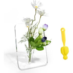 Acrylic Clear Photo Picture Frame Vase for Centerpieces, Cute Bud Vase, Unique Flower Vase for Room Decor(Transparent White)
