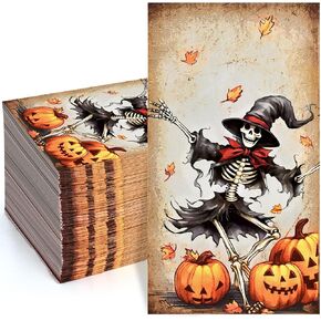 Homlouue 100 PCS Halloween Napkins, 3-Ply Halloween Skeleton Paper Napkins Disposable, Halloween Dinner Napkins, Halloween Guest Hand Towels for Bathroom Home, Halloween Party Supplies Table Decor