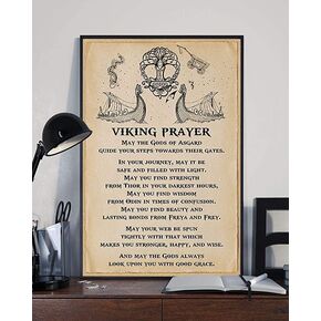 SaNavie Viking Prayer Metal Signs Vintage Home Wall Decor Viking Tin Posters Cafe Bar Living Room Bathroom Kitchen Home Art Wall Decor Plaque Metal Tin Vintage Sign Funny Wall Art Sign 6x8 Inch