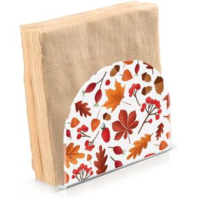 Fall Leaves Napkin Holder for Table Acrylic Tissue Napkin Dispensers Cocktail Napkin Holders for Kitchen Countertops Hotel Restaurant Home Decor