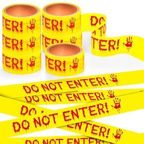 Treela 3 Pack Halloween Decorations Caution Tapes 1.9 Inch x 246 ft Do Not Enter Tape Halloween Scary Warning Tape for Halloween Party Decorations Indoor Outdoor Door Haunted House Danger Areas