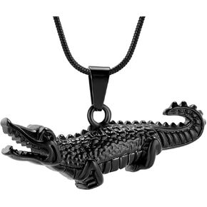 Crocodile Cremation Urn Necklaces for Ashes Stainless Steel Urns Necklace Keepsake Longevity wisdom Memorial Cremation Jewelry for Ashes for Men Women Gifts