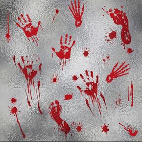 4 Big Sheets Halloween Window Clings Bloody Handprint Footprint Window Stickers Horror Window Decals Window Decoration for Halloween Party Supplies