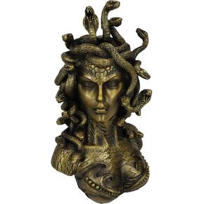 Ebros Gift Greek Mythology Gorgon Sisters Goddess Medusa with Wild Snakes Hair and Armored Scales Skin Bust Statue 10" Tall Temptation Seduction of The Demonic Gorgon Deity Sculpture