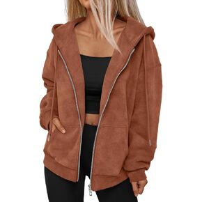 Trendy Queen Zip Up Hoodies for Women Acid Wash Oversized Sweatshirts Fall Cute Y2k Clothes Winter Jackets Vintage Streetwear