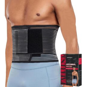 Abdominal Binder Post Surgery Hernia Support Belt Belly Wrap for Men Women, Post-Surgery Stomach Compression Belly Band for Post C Section, Natural Birth, Abdominal Injuries (Black, Large)