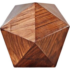 Handmade Rosewood Cremation Urn for Human Ashes, Decorative Geometric Shape Funeral Urns for Adults, Burial/Funeral, Memorial Keepsake, Upto 200 Cu/in (Without Engraving, Large 8x8x8 Inch)