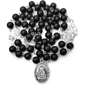 Seven Sorrows Rosary Beads Chaplet Black Artificial Crystal Glass Rosery Catholic gifts