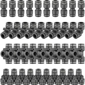 black Push to Connect Fittings air fittings 1/4 air hose fittings 1/4 push to connect fittings 1/4 quick connect fittings push to connect fittings 3/8 push to connect fittings（40 per box）