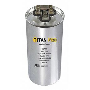 مكثف تشغيل مزدوج بمحرك مستدير Titan PRO، تصنيف ميكروفاراد 45/5، جهد 370-440 فولت تيار متردد