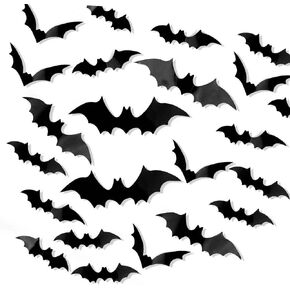 Halloween Wall Decor Bat Halloween Decorations 132PCS Bats Windows Stickers Scary Black Bat Stickers Halloween Bathroom Decor Party Supplies for DIY Home Bats Wall Decor Hallowmas Window Decor