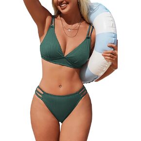 شارمو مضلع مثلث عالية قطع بيكيني قطع صفيق بيكيني مجموعات للنساء منتصف الارتفاع مثير قطعتين بِدل السباحة 2024 in Kuwait