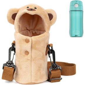 Linkidea Plush Water Bottle Cover Sleeve Compatible with Thermos FUNTAINER 12oz/16oz, Warm Water Bottle Sling Carrier Bag with Adjustable Strap