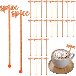 30 Pcs Halloween Swizzle Sticks Plastic Coffee and Cocktail Stirrers Halloween Wedding Drink Stirrers Cocktail Mixers for Halloween Fall Party Coffee Tea Bar Decoration (Pumpkin)