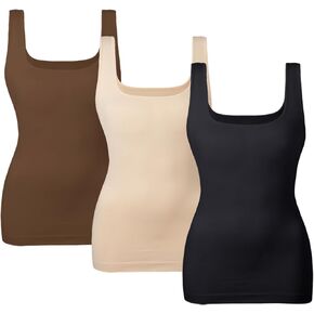 EUYZOU Women's Tummy Control Shapewear Tank Tops Seamless Square Neck Compression Tops Slimming Body Shaper Camisole