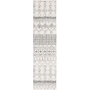 SAFAVIEH Tulum Collection Runner Rug - 2' x 7', Ivory & Grey, Moroccan Boho Distressed Design, Non-Shedding & Easy Care, Ideal for High Traffic Areas in Living Room, Bedroom (TUL229A)