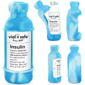 VIAL SAFE Insulin Vial Protector | Durable Vial Case | Silicone Insulin Vial Protector | Insulin Bottle Protector | Diabetes Care | Fits Lantus/Admelog/Apidra | 2-Pack, Tie Dye Blue