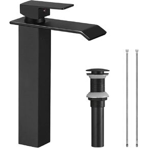 Bathroom Faucet White Gold Waterfall Vanity Sink Faucet Single Handle Hole Lavatory Bath Faucet Basin Tap Water Supply Hose Deck Mount Commercial Luxury