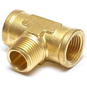 1/2" NPT Female/FPT Sides to 1/2" NPT Male/MPT T 3 Way Tee Intersection Brass Fitting Fuel/Air/Water/Boat/Gas/Oil WOG