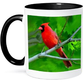 3dRose 3dRose Red Cardinal - Two Tone Black Mug, 11oz , , Black/White