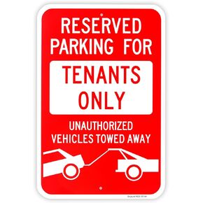 Large Reserved Parking Sign, Tenants Parking Only Sign, 18"x 12" .040 Aluminum Reflective Sign Rust Free Aluminum-UV Protected and Weatherproof