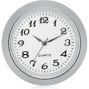 ShoppeWatch Mini Clock Insert Quartz Movement Round 1 7/16" (35mm) Miniature Clock Fit Up White Dial Gold Tone Bezel Arabic Numerals CK094GD