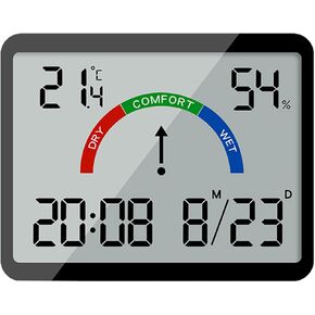 ساعة حائط رقمية بعرض كبير، مستشعر للتاريخ ودرجة الحرارة والرطوبة، مثالية للاستخدام في المنزل والمكتب، تعمل بالبطارية in Kuwait