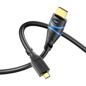 كابل BlueRigger Micro HDMI إلى HDMI (6FT، 4K 60 هرتز، ثنائي الاتجاه، سلك عالي السرعة 18 جيجابت في الثانية، HDR، ARC) - متوافق مع GoPro Hero 7/6/5/4، Raspberry Pi 4، كاميرا Sony A6300، Nikon B500، Yoga 3 برو