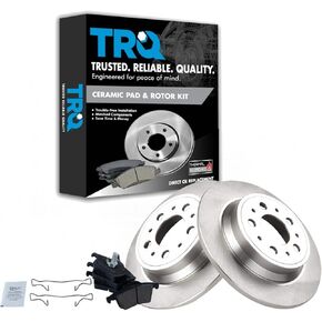 TRQ Rear Ceramic Brake Pads & Rotors Kit Compatible with 2018-2020 Honda Odyssey