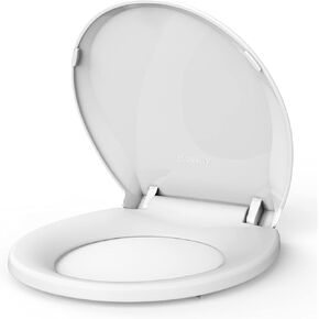 Toilet Seat, Sturdy Round Toilet Seat With Soft Close Mechanism - Effortless Installation and Cleaning, Secure Fit for Most Toilets - Classic White Finish