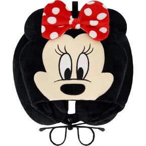 FUL Disney Minnie Mouse Hooded Neck Pillow with 3D Ears, Travel Accessories for Airplane, Car and Office, Comfortable and Breathable, Black