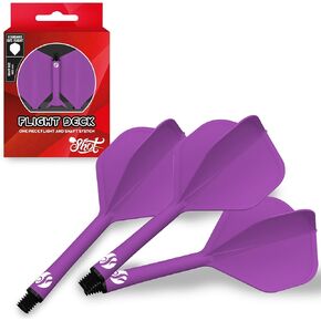 Shot! Darts Flight Deck One Piece Dart Flight and Shaft System, Reduced Deflections, Standard Shaped Flight (350 Micron), Available in Set of 3 Length & Red Color (Medium)