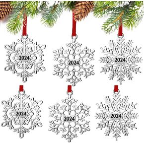 6 Pcs Christmas Ornament Metal Snowflake Ornament for Christmas Tree Snowflakes Christmas Hanging Decorations for Winter Christmas Tree Xmas Party Favors Supplies (Silver) in Saudi Arabia
