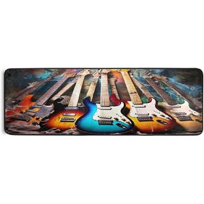 xigua Electric Guitars Pattern Area Rug - 2' x 6' Washable Runner Rugs with Rubber Backing - Non Skid Floor Carpet for Indoor Living Room Hallway Kitchen
