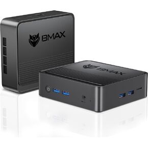 Bmax Mini PC 16GB RAM / 512GB SSD، Intel Alder Lake-N100 Wins 11 Pro B4Plus كمبيوتر مكتبي صغير، شاشة عرض ثلاثية 4K UHD، HDMI * 2، Type-C * 1، USB 3.0 × 2، USB 2.0 × 2، Bluetooth5. 2