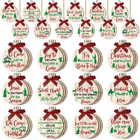 Soaoo 36 Pcs Nativity Scene Christmas Tree Ornament Wood Tree Decorations Vintage Christmas Nativity Ornaments Decorative Christian Hanging Ornaments Christmas Festival Hanging Crafts (Chic)
