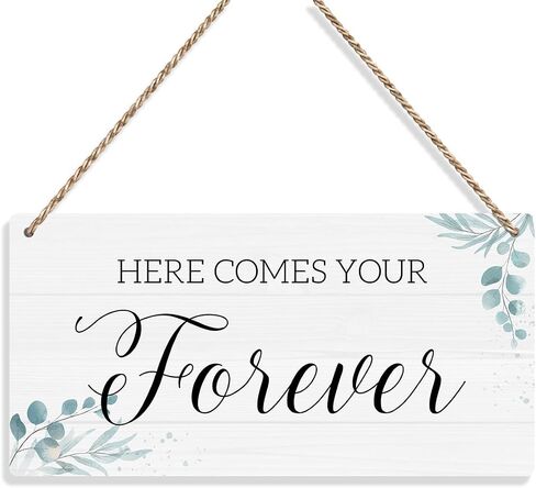 Krollma Ring Bearer Sign, Rustic Wedding Decor Sign Wall Hanging, Ring Security Wedding Ring Bearer Gifts for Wedding Reception Here Comes the Bride Sign Here Comes Your Forever Wall Art Decor in Saudi Arabia