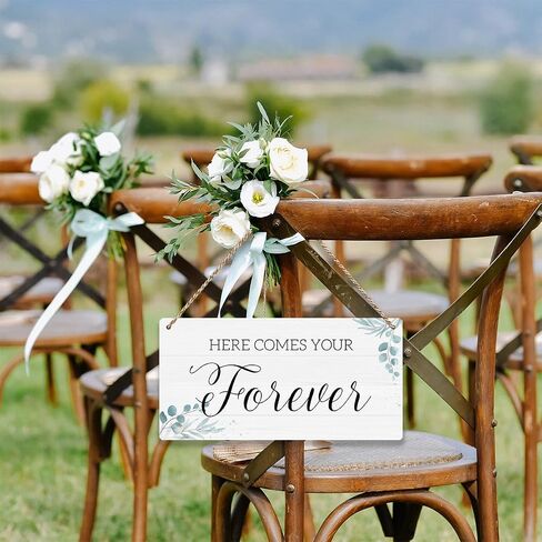 Krollma Ring Bearer Sign, Rustic Wedding Decor Sign Wall Hanging, Ring Security Wedding Ring Bearer Gifts for Wedding Reception Here Comes the Bride Sign Here Comes Your Forever Wall Art Decor in Saudi Arabia