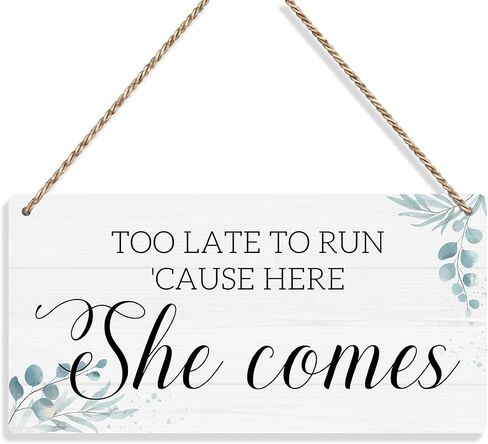 Krollma Ring Bearer Sign, Rustic Wedding Decor Sign Wall Hanging, Ring Security Wedding Ring Bearer Gifts for Wedding Reception Here Comes the Bride Sign Here Comes Your Forever Wall Art Decor in Saudi Arabia