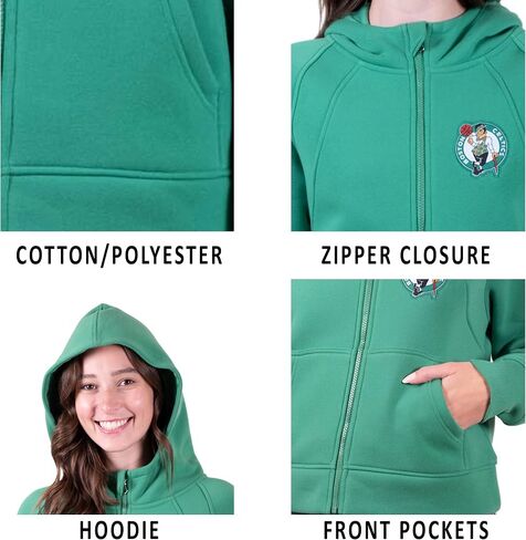 Ultra Game NBA Women's Super Soft Crop Top Full Zip Hoodie Sweatshirt in Saudi Arabia