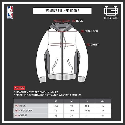 Ultra Game NBA Women's Super Soft Crop Top Full Zip Hoodie Sweatshirt in Saudi Arabia