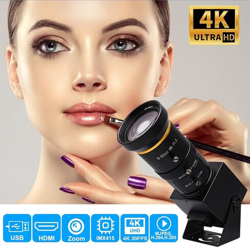 كاميرا SVPRO HDMI USB كاميرا فيديو 4K كاميرا ويب للتركيز اليدوي للتصوير عن قرب مع عدسة تكبير بصري 2.8-12 مم، كاميرا خارجية للكمبيوتر المحمول وشاشة التلفزيون وكاميرا Lightburn للحفر بالليزر in Saudi Arabia