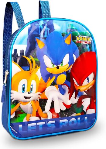 Sonic the Hedgehog Mini Backpack with Lunch Box Set - Bundle with 11" Sonic Small Backpack, Sonic Lunch Bag, Stickers, Water Bottle, More | Sonic Backpack for Toddler Boys in Saudi Arabia