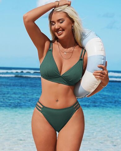 شارمو مضلع مثلث عالية قطع بيكيني قطع صفيق بيكيني مجموعات للنساء منتصف الارتفاع مثير قطعتين بِدل السباحة 2024 in Kuwait