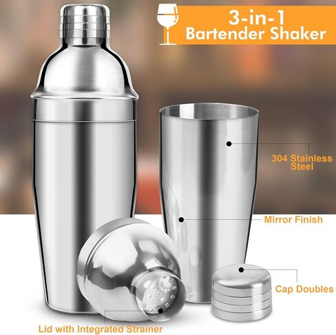 Cocktail Shaker, 25oz Martini Shaker Drink Shaker with Built In Strainer for Bartending, Stainless Steel Bar Shaker Large Bartender Shaker Margarita Mixer for Mixed Drinks in Saudi Arabia