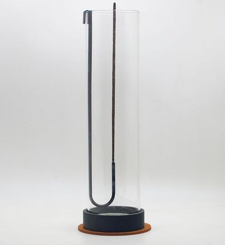 Incense Holder for Sticks,Incense Burner Holder,Modern Incense Holder for Stick with Glass Ash Catcher,Insence-Stick Holder [Anti-Ash Flying] for Yoga Spa (Upside Down Full Black) in Kuwait