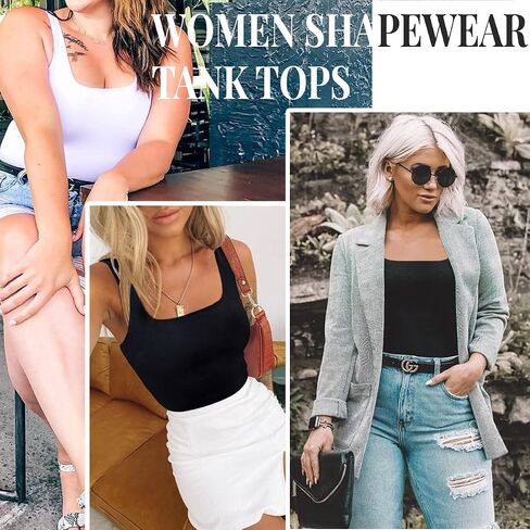 EUYZOU Women's Tummy Control Shapewear Tank Tops Seamless Square Neck Compression Tops Slimming Body Shaper Camisole in Saudi Arabia